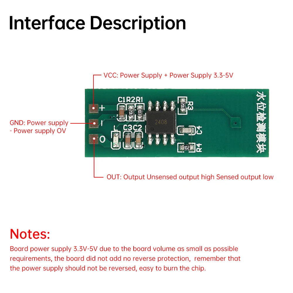 M03 M04 Water Level Detection Module Sensor Green Non-contact Level Touch Switch Liquid Sensor