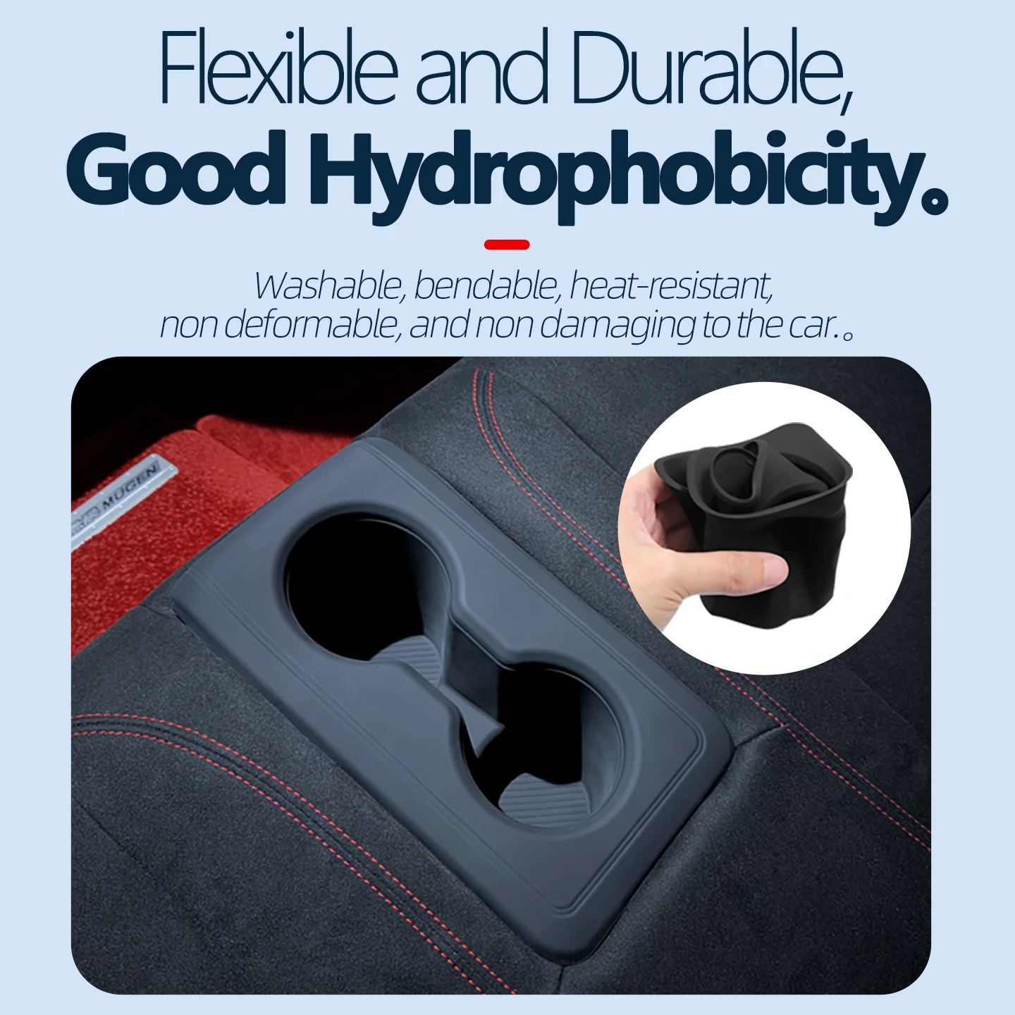 For 2022 2023 2024 2025 Honda Civic FL5 TYPE-R Silicone Cup Cover Rear Seat Anti slip and Leak proof Cup Mat Automotive Interior image 3