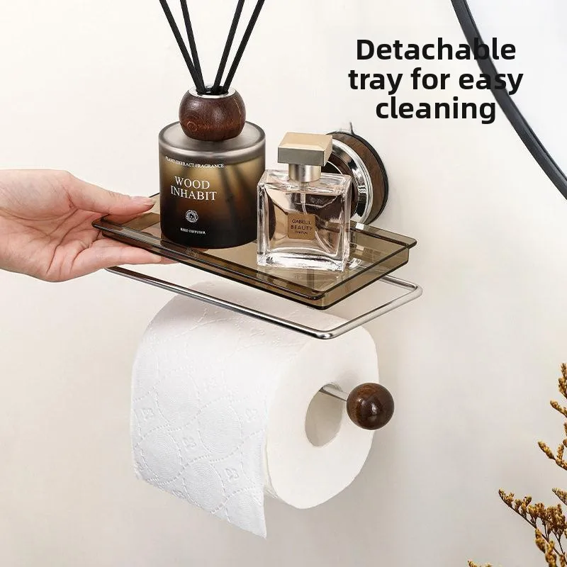 

Stainless Steel Suction Cup Toilet Paper Holder Wall Mounted Bathroom Storage Rack No Drilling Required Toilet Paper Stand