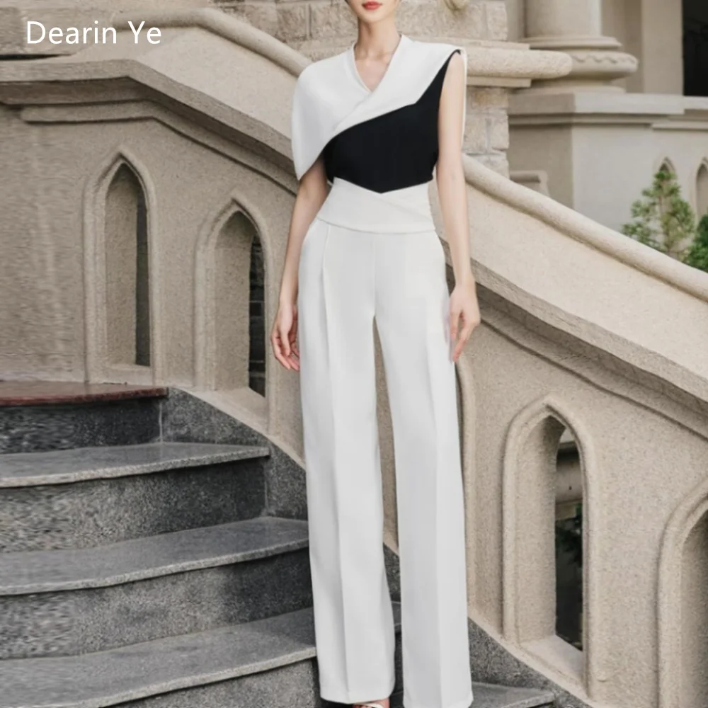 

Customized Formal Gown Prom Dearin V-neck Pants Ankle Length Vertically Bespoke Occasion Dresses Saudi Arabia Evening Dress