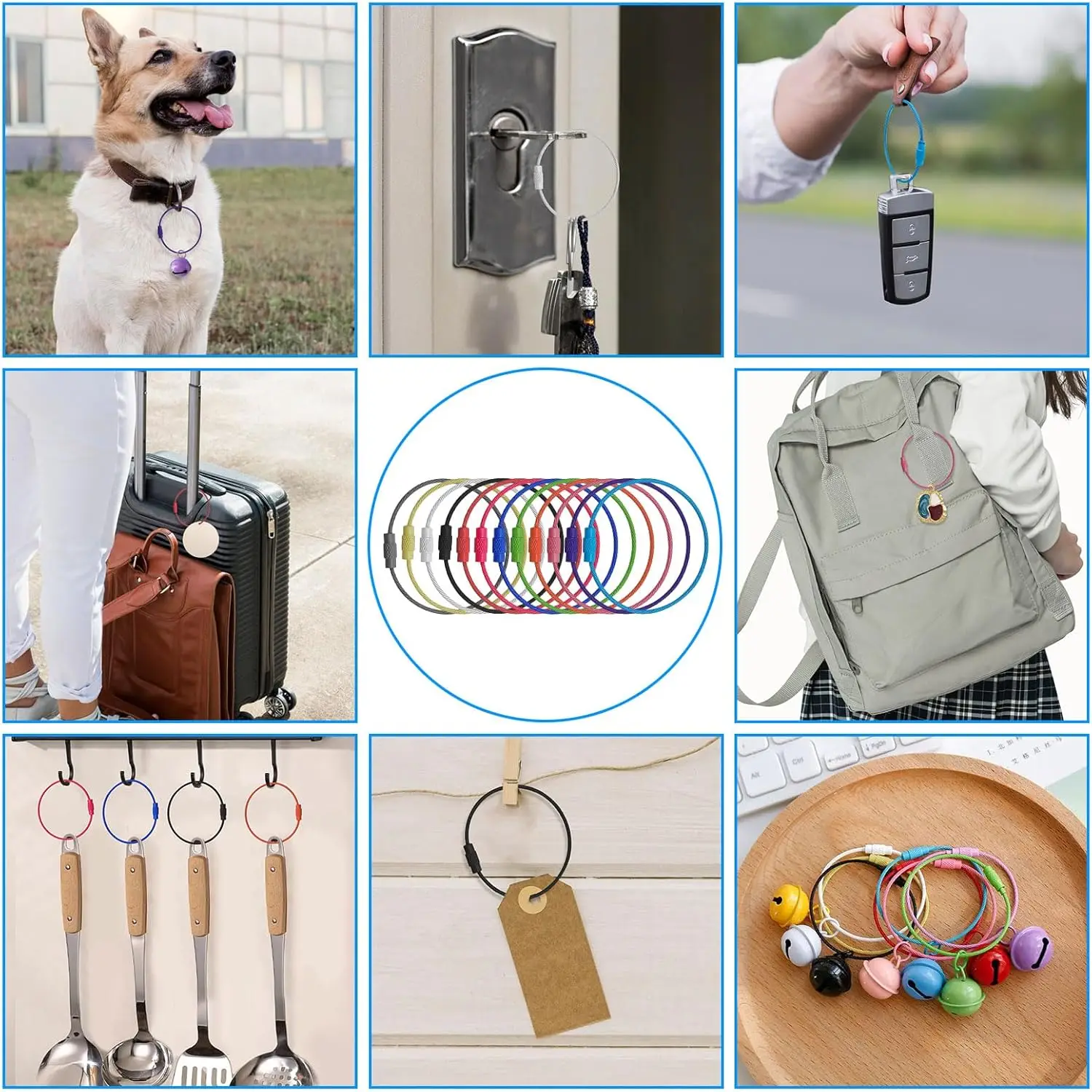 5/15/25/40 Stuks Uitschuifbare Draad Sleutelhanger Kabel Grote Sleutelhangers Bagage Tags Loops Houder ID Tag Keeper voor DIY Sleutelhanger Ambachten Gift