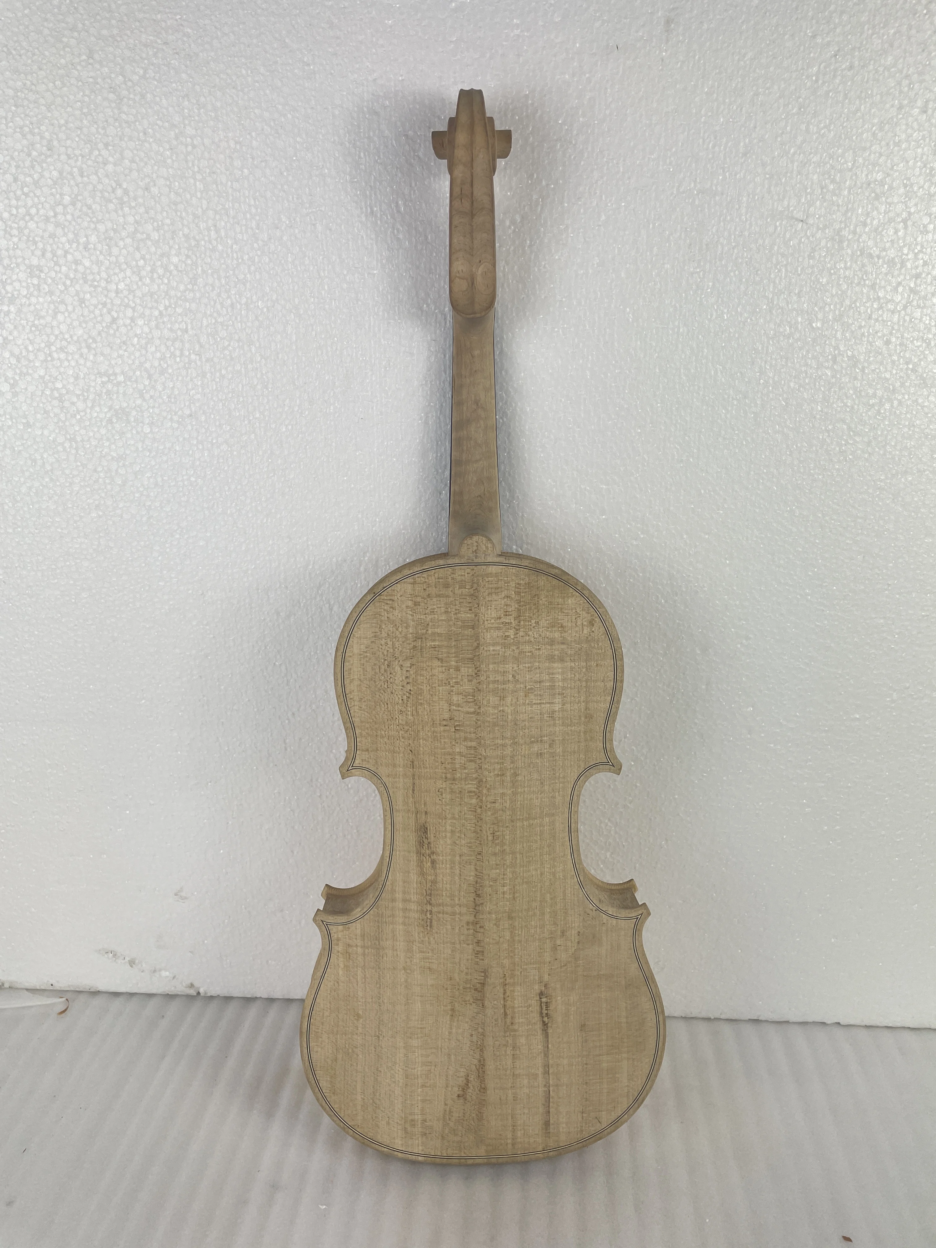 Handmade Semifinished Violin Head and Fingerboard, Spruce Board, Maple Wood Back and Head, Solid White Violin, 3/4 Body