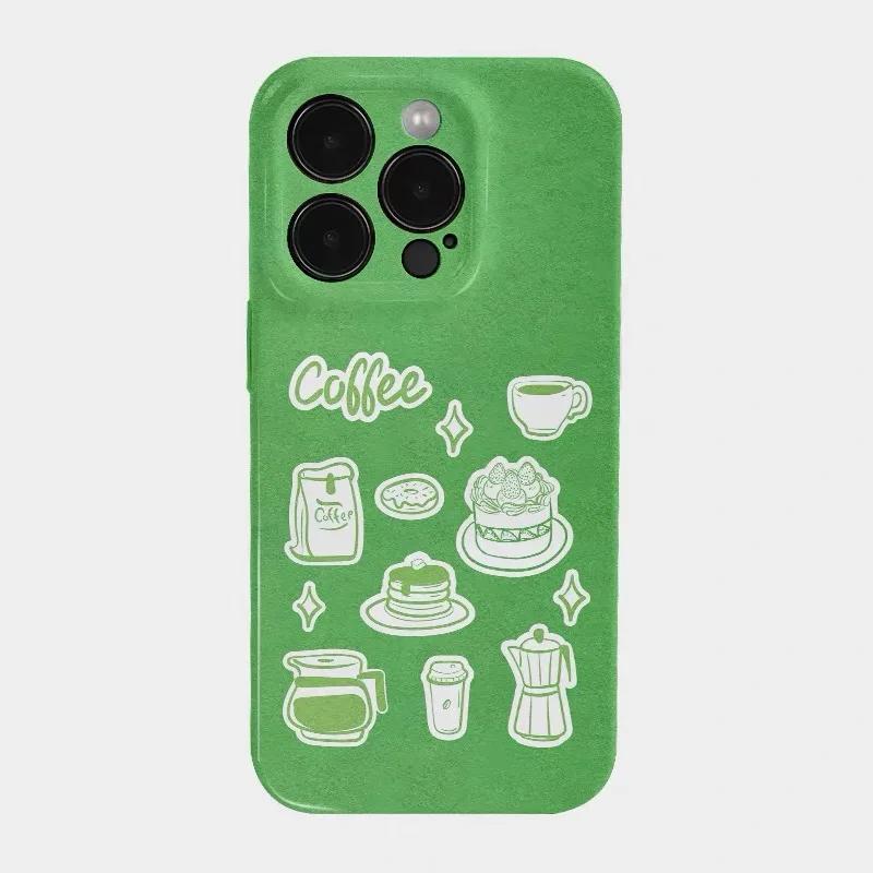 

Ins Green Coffee Lifestyle Phone Case for IPHONE 17 Air 16E 15 PROMAX 14 Plus 13 12 MINI 11 PRO 16Plus XR Acrylic Phone Cover