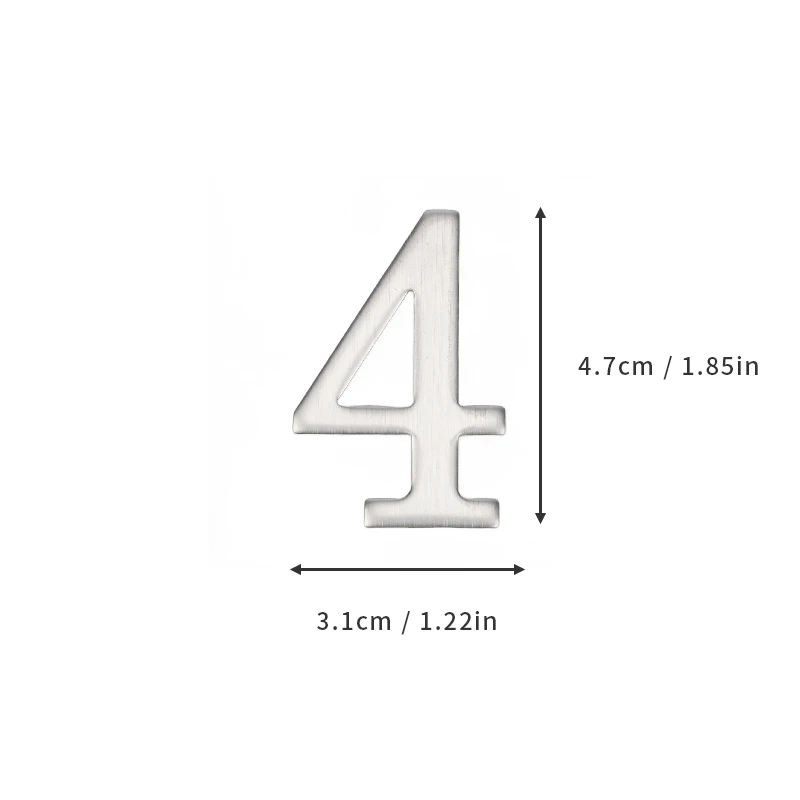 Türnummer aus Aluminiumlegierung mit selbstklebender Rückseite, 5 x 3 cm, silberne Hausnummer, Wohnungstürnummer für den Außenbereich, Hotel, Zuhause, Briefkasten – Detail 10