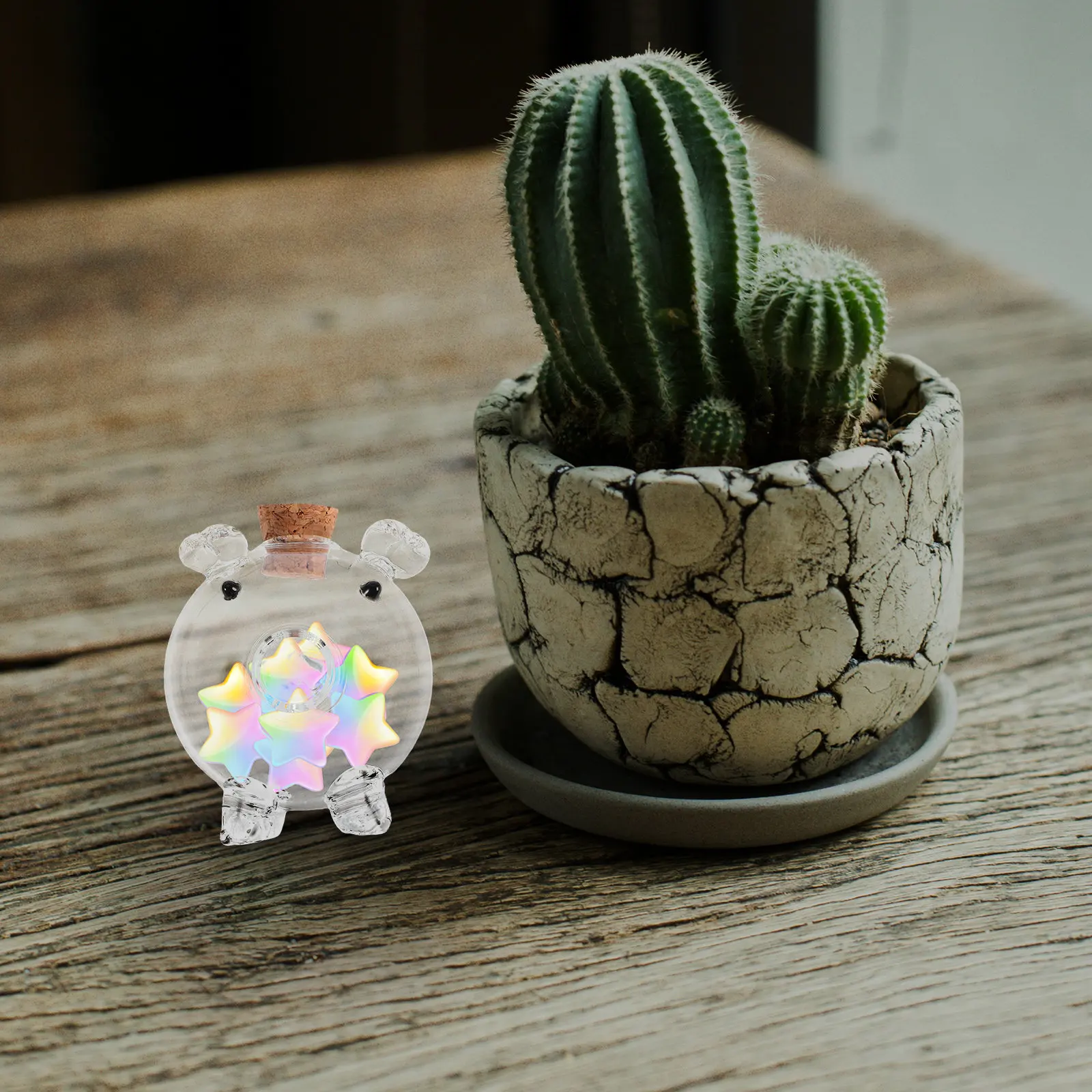 Mini Piggy Bank Glass Money Box Transparent Pig Shaped Desktop Saving Jar Creative Piggy Bank Clear Glass Pot Pig-Shape Boxes