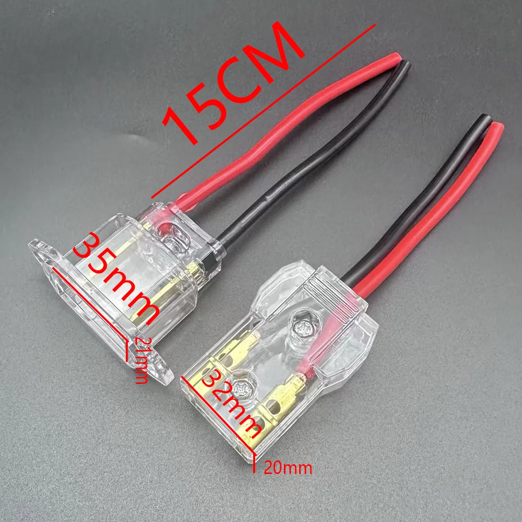 Battery charging cable 30A 250V DC 2-pin transparent connector forklift plug with silicone cable power connection harness