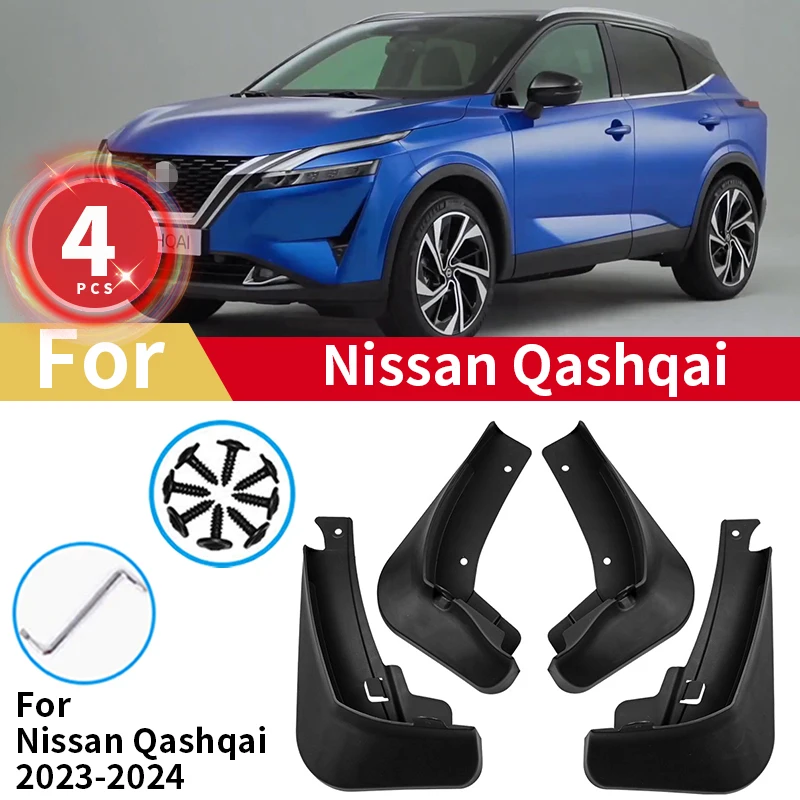 4PCS Mud Flaps For Nissan Qashqai J12 2023 2024 Car Accessories Mudguard Upgrade Anti-splash Guards Front Rear Wheels Fender