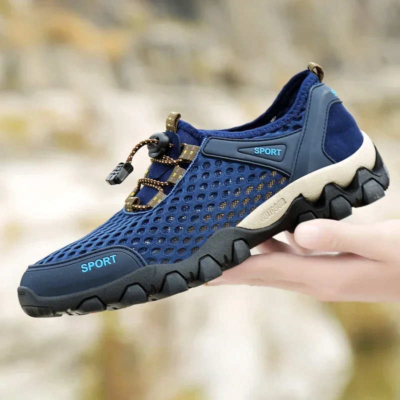 Summer Men Casual Sneakers Breathable Mesh Shoes Mens Non-Slip Outdoor Hiking Shoes Mens Climbing Trekking Shoes Zapatos Hombre