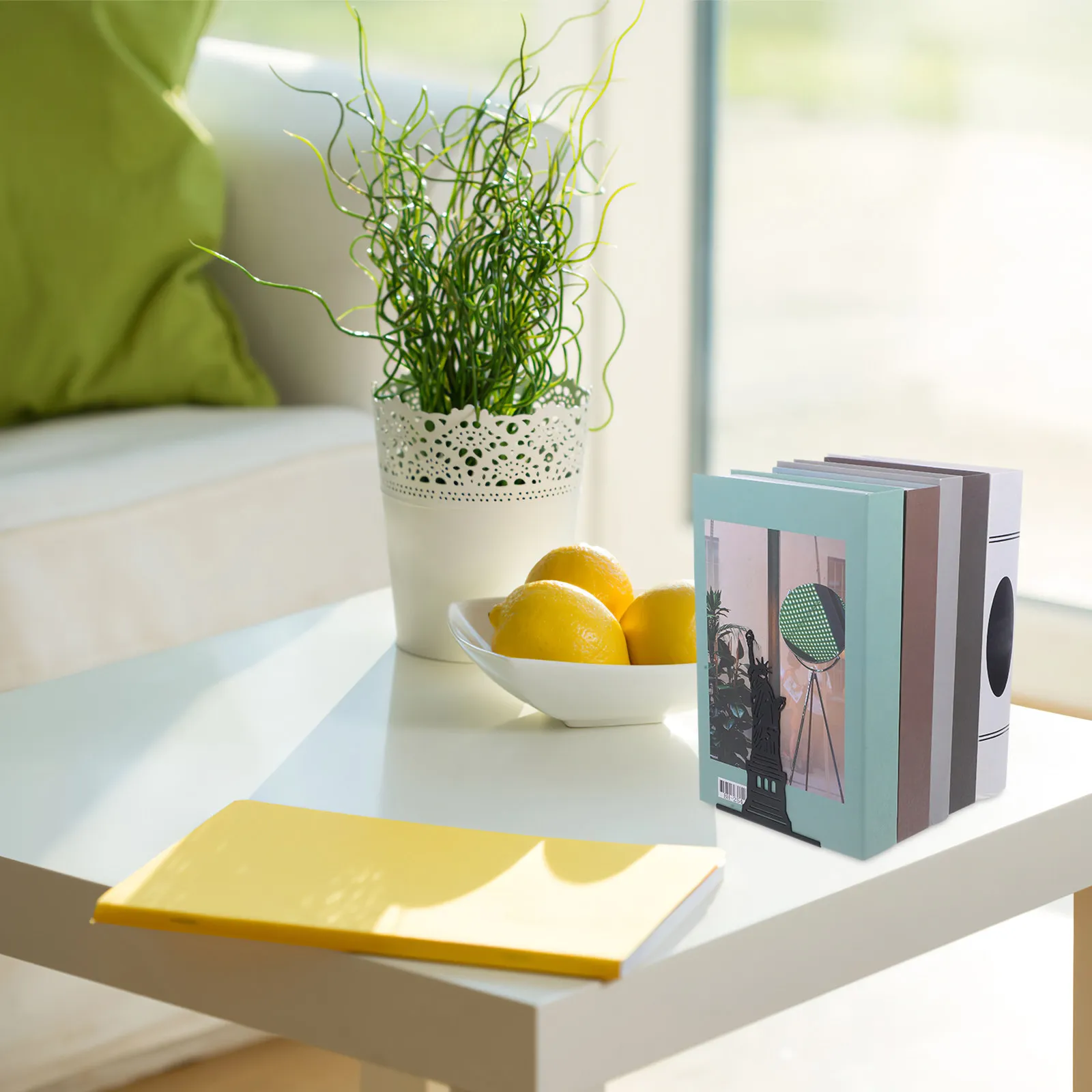2pcs Bookends Heavy Decorative Bookends Books Iron Holder Multi-Function Book Organizer Study Accessories Book Shelf Decor