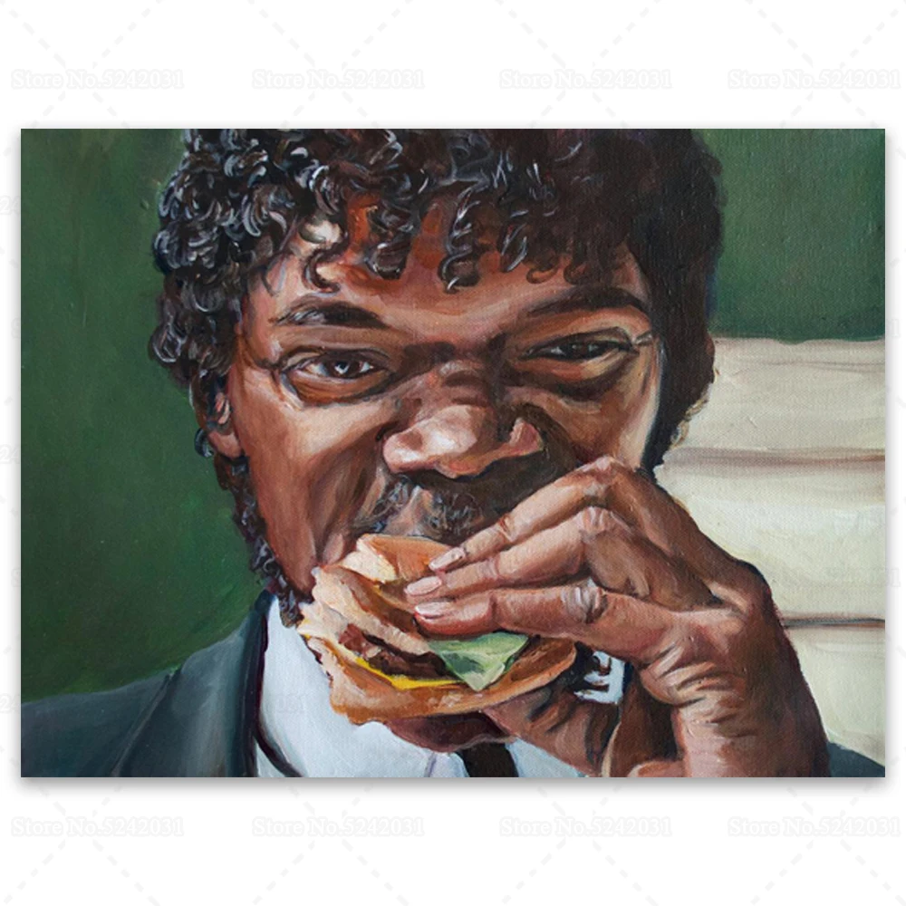 Jova mangia un grande hamburger di sha pittura su tela Pulp Fiction poster Wall Art Decor