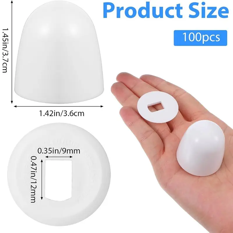 A93E-100Pcs Universal Toilet Bolt Caps Plastic Push On Toilet Screwcover Caps With Extra Washers For Easy Installation