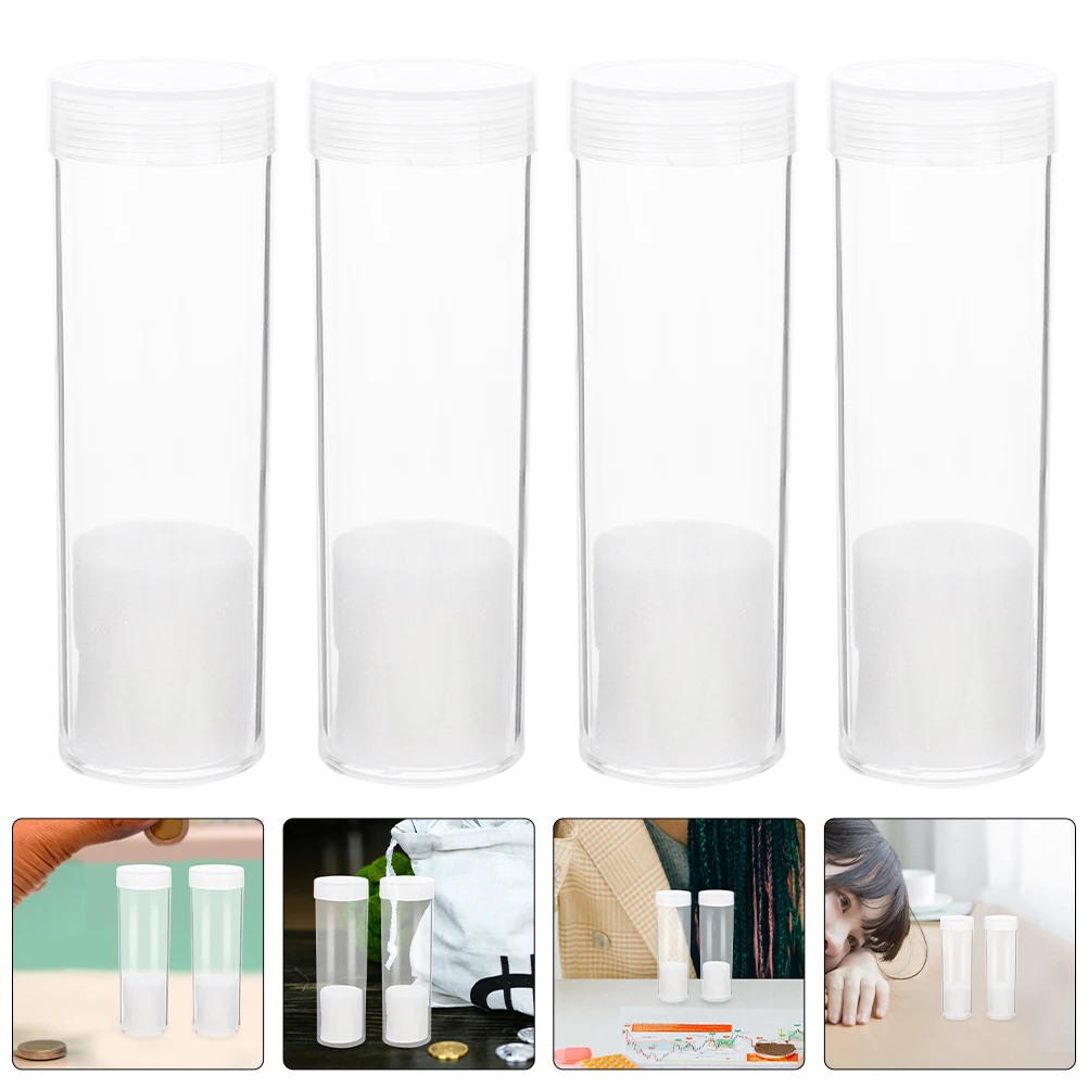 

20pcs Storage Tubes Round Plastic Holders Lids Sponge Cushion 20.5Mm Coins Portable Organizer Transparent Storage Box