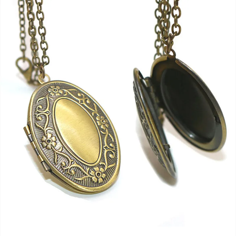 Vintage Copper alloy Oval /Square Pendant Necklace Photos Locket Necklace Commemorate love Charms Jewelry Accessories