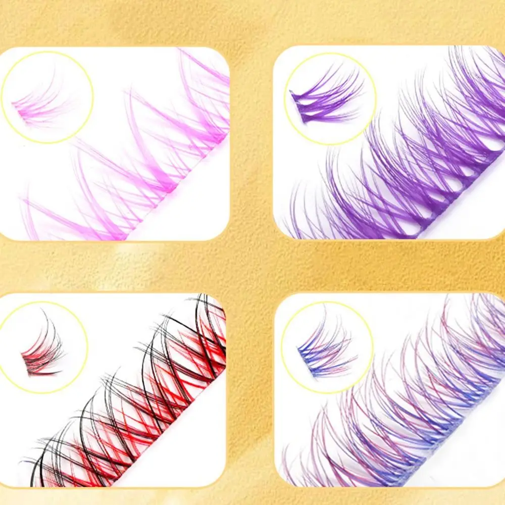 Colorful Individual Cluster Eyelashes Natural DIY Colored False Eyelashes Elongated Soft Segmented Fake Lashes Makeup Tool