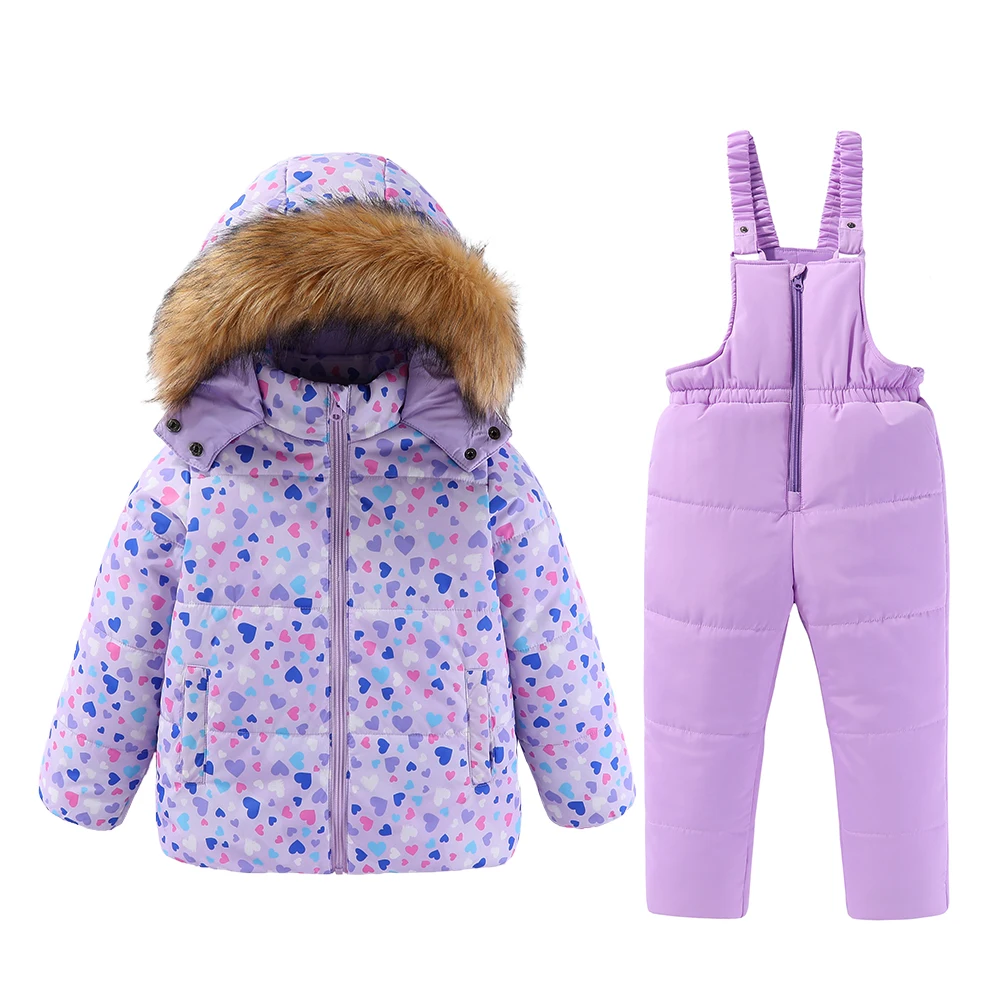 4-8t Kinder Mädchen Ski anzüge Kapuze Snowboard Mäntel Kinder Winter warme Hose Outdoor Sportswear dicke Baumwolle Snowboard Ski anzug