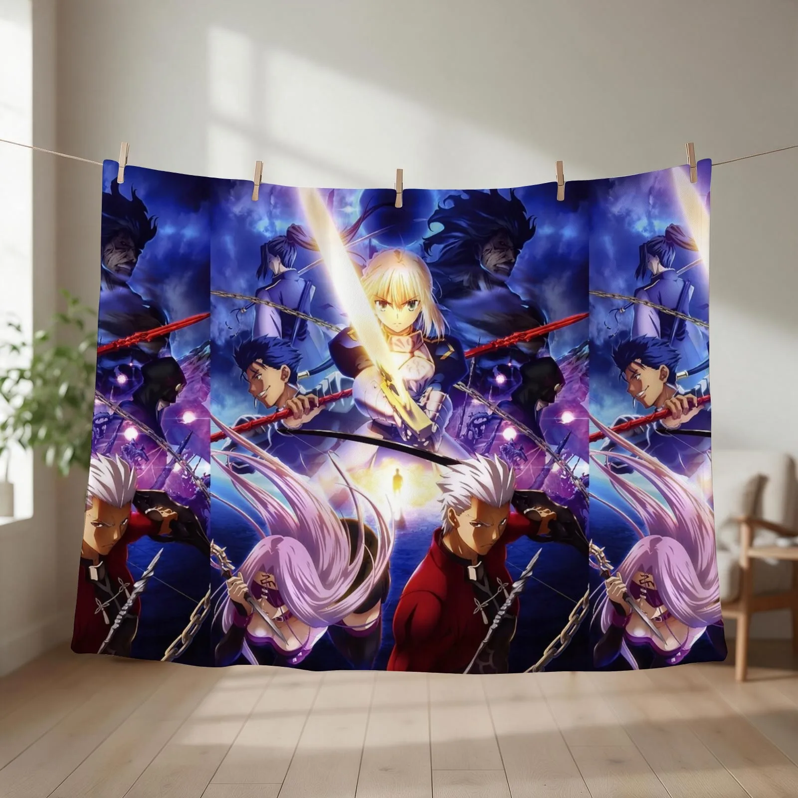 Fate Stay Night Servants Throw Blanket couch cozy soft plush fuzzy picnic outdoor blanket