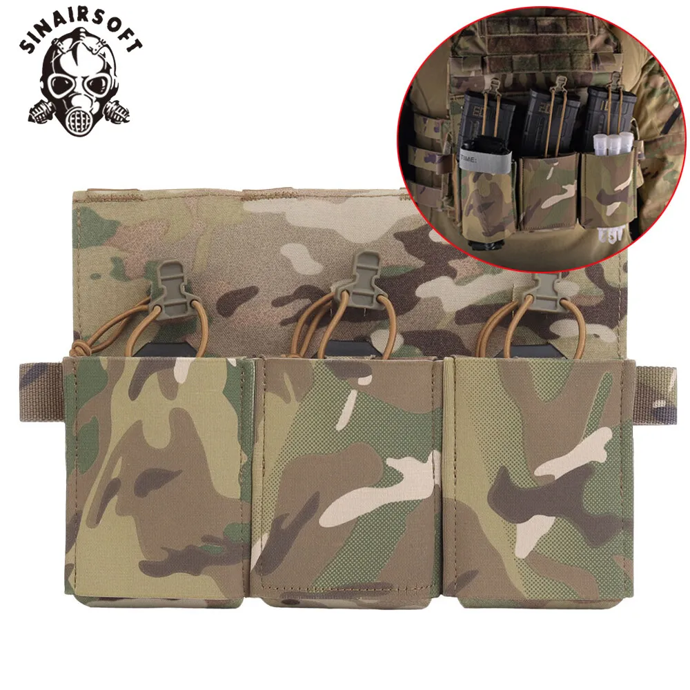 Tactical Triple Magazine Pouch Molle Rifle Mag Holder 5.56 762 Placard w/ Insert Hunting Vest Chest Rig Accessory