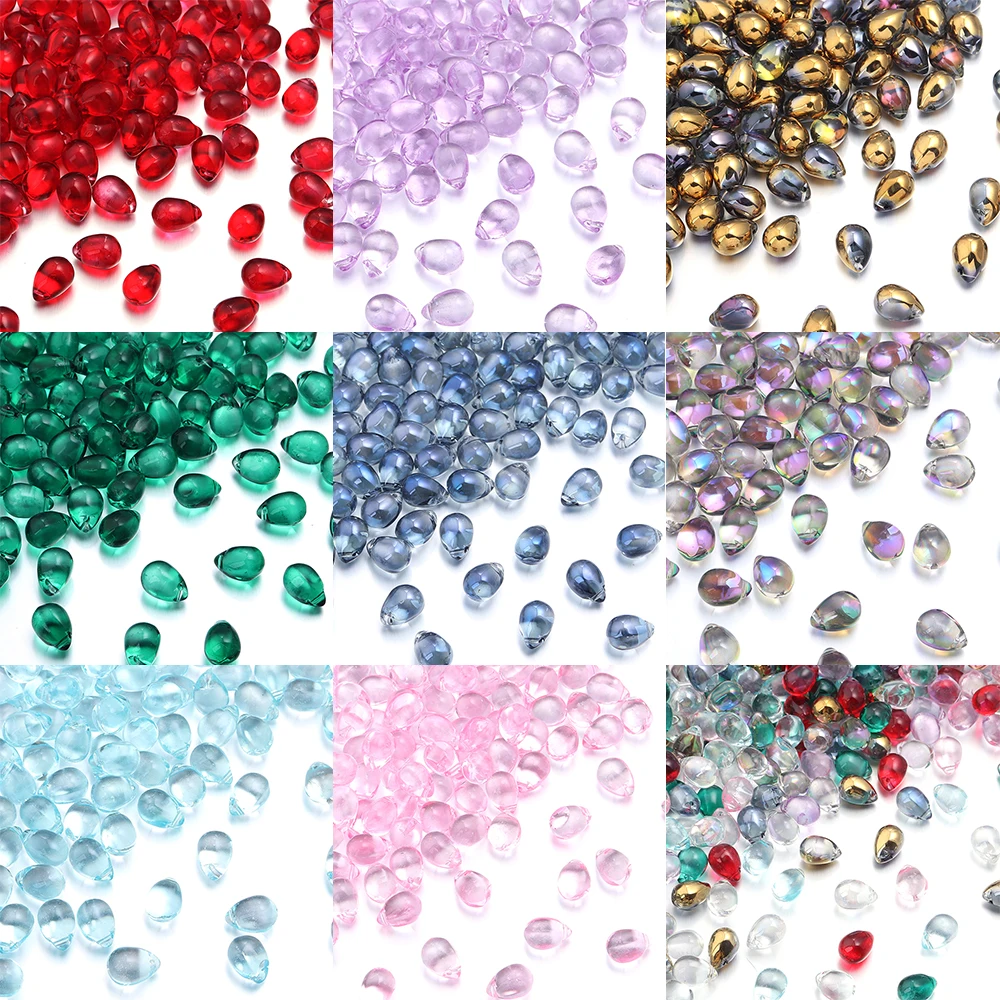 50 Stück Wassertropfenform Glaskristallperlen 9,5 x 14 mm lose Distanzperlen für Schmuckherstellung DIY Armband Halskette Ohrringe Zubehör