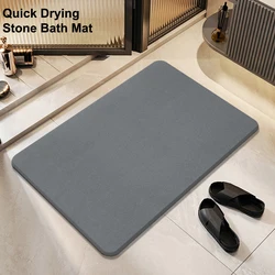 Quick Drying Stone Bath Mat Non Slip Super Absorbent Diatomite Mat Grey Diatomaceous Earth Bath Mats Shower Carpet for Bathroom