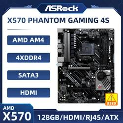 X570 Motherboard ASROCK X570 PHANTOM GAMING 4S AM4 4×DDR4 128GB PCI-E 4.0 ATX For Ryzen 5600 4600G PRO 2700 3400G cpu