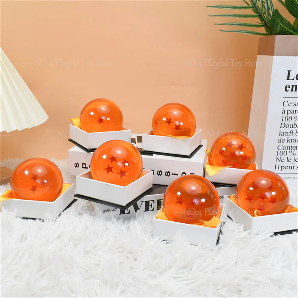 Figurines d'anime Dragon Ball Z, globe en cristal en résine orange, grande taille 1:1, ornements de bureau, jouets de collection, cadeau, 7.6cm