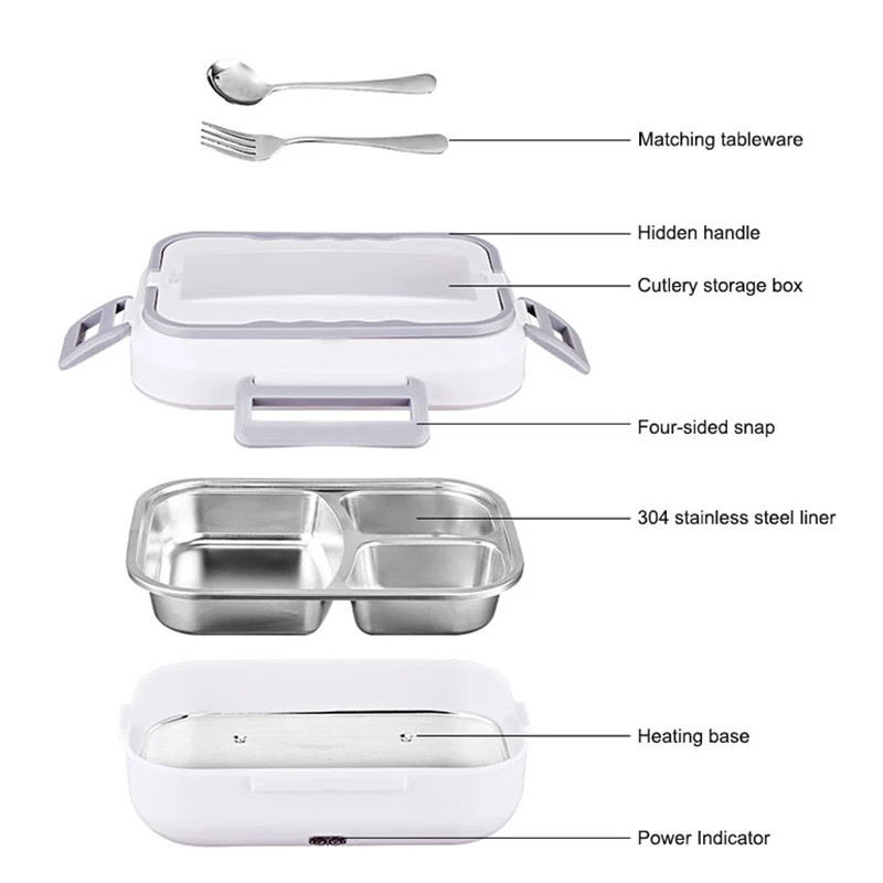 Lunch Box Electric Heating Car Home 2 In 1 12V-24V 110V Portable Stainless Steel Liner Bento Lunchbox Food Container Bento Box