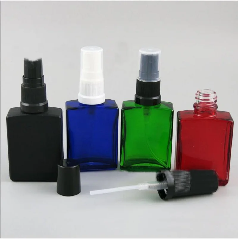 30ml square shape glass bottle pump sprayer lotion emulsion E-liquid essential oil serum water moisture toner skin care packing