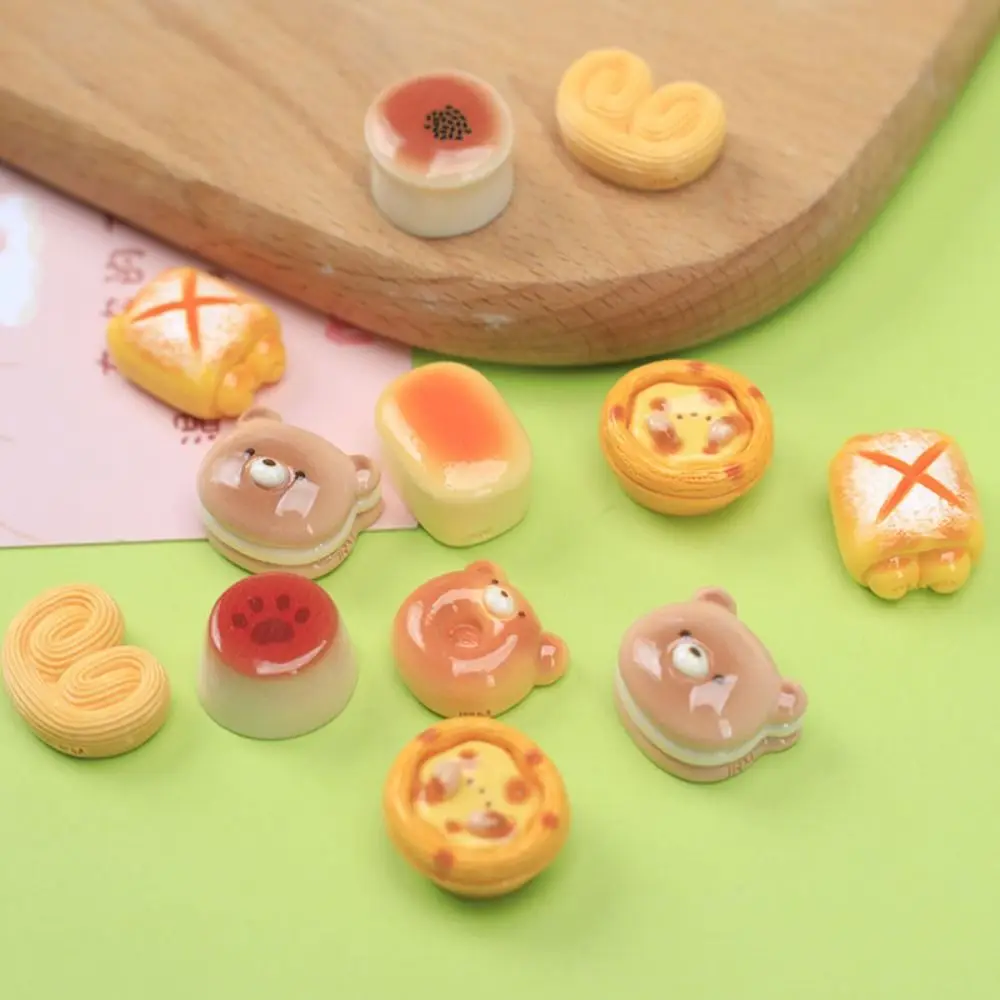 20pcs Food Bread Series Resin Slime Charms Flatback Cream Gel Phone Case Decor Colorful Scrapbooking Earrings Making Kids Toy