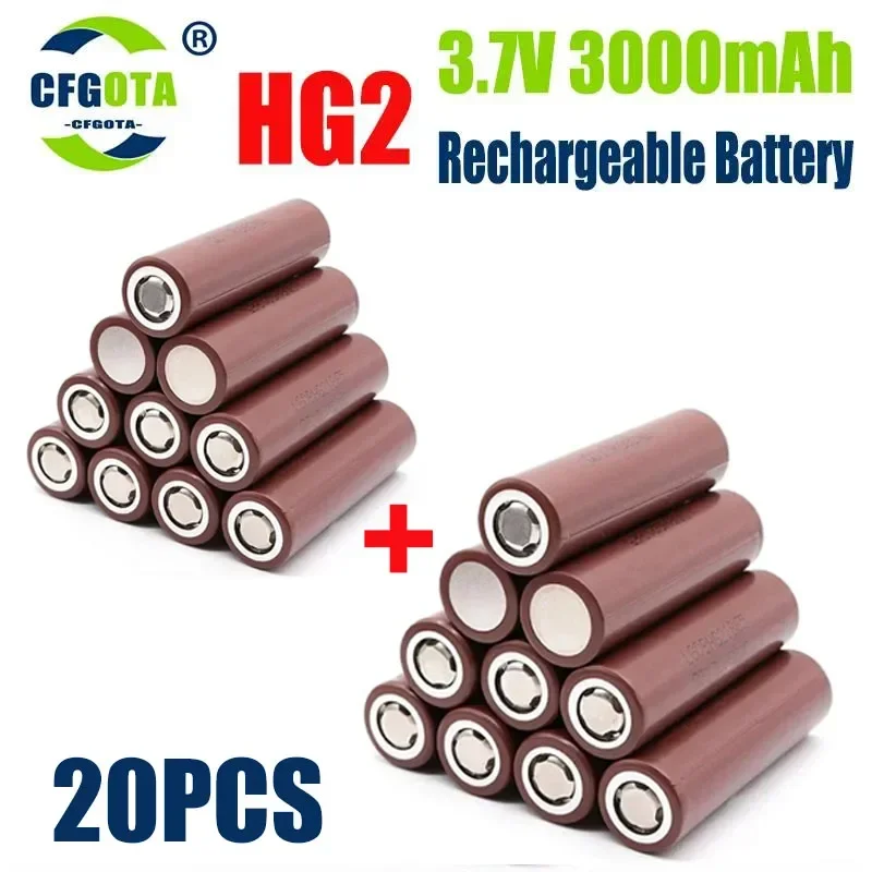 10-20PC HG2 18650 3000mAh batteria ricaricabile 18650 HG2 3.7V scarica 20A Max 35A batterie di alimentazione + caricabatterie