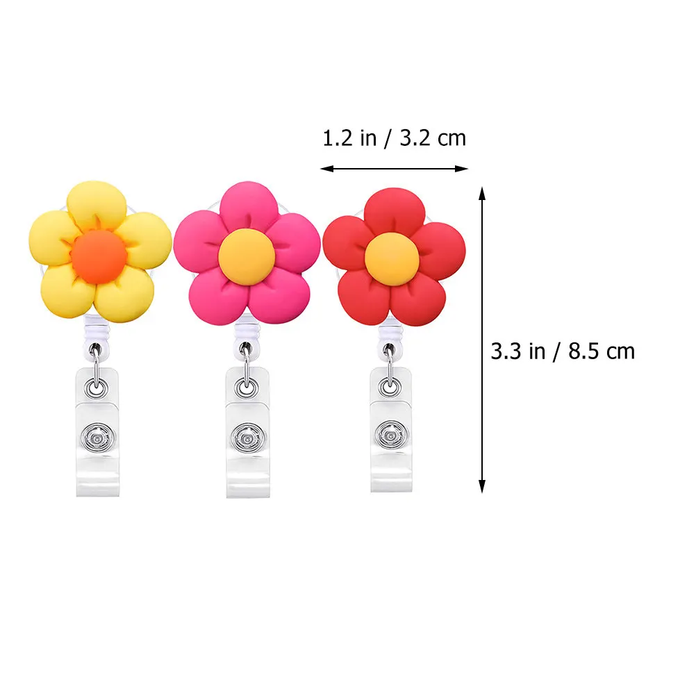 Holder Id Badge Card Halloween Christmas 3PCS Colorful Flower-shaped Retractable Nurses Students Teachers Office Workers Key