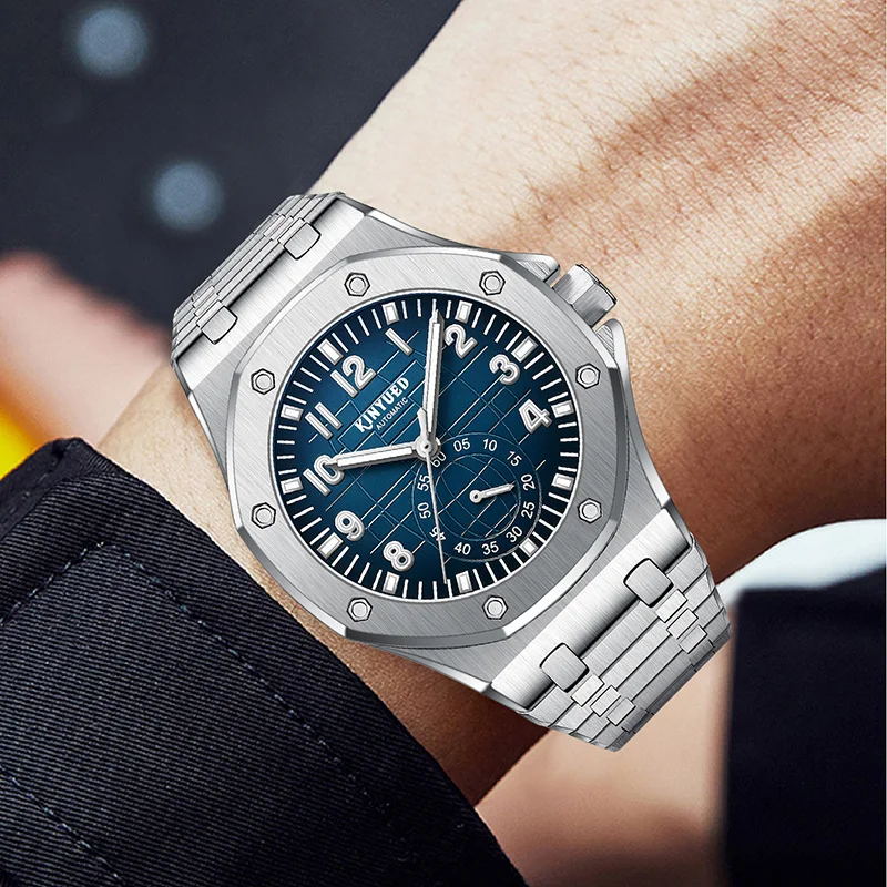 Kinyued Man Automatic Mechanical Wrist Watches 30m Waterproof Luminous Hands Luxury Brand Stainless Steel Watch For Men Gift