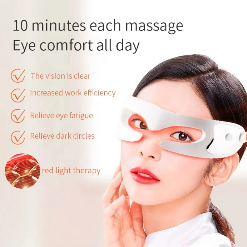 3D Anti-Wrinkle Heating Red Light Therapy Relief Eye Bags Wrinkle Removal Electric Massager Light Emitting Diode Eye Beauty Mask