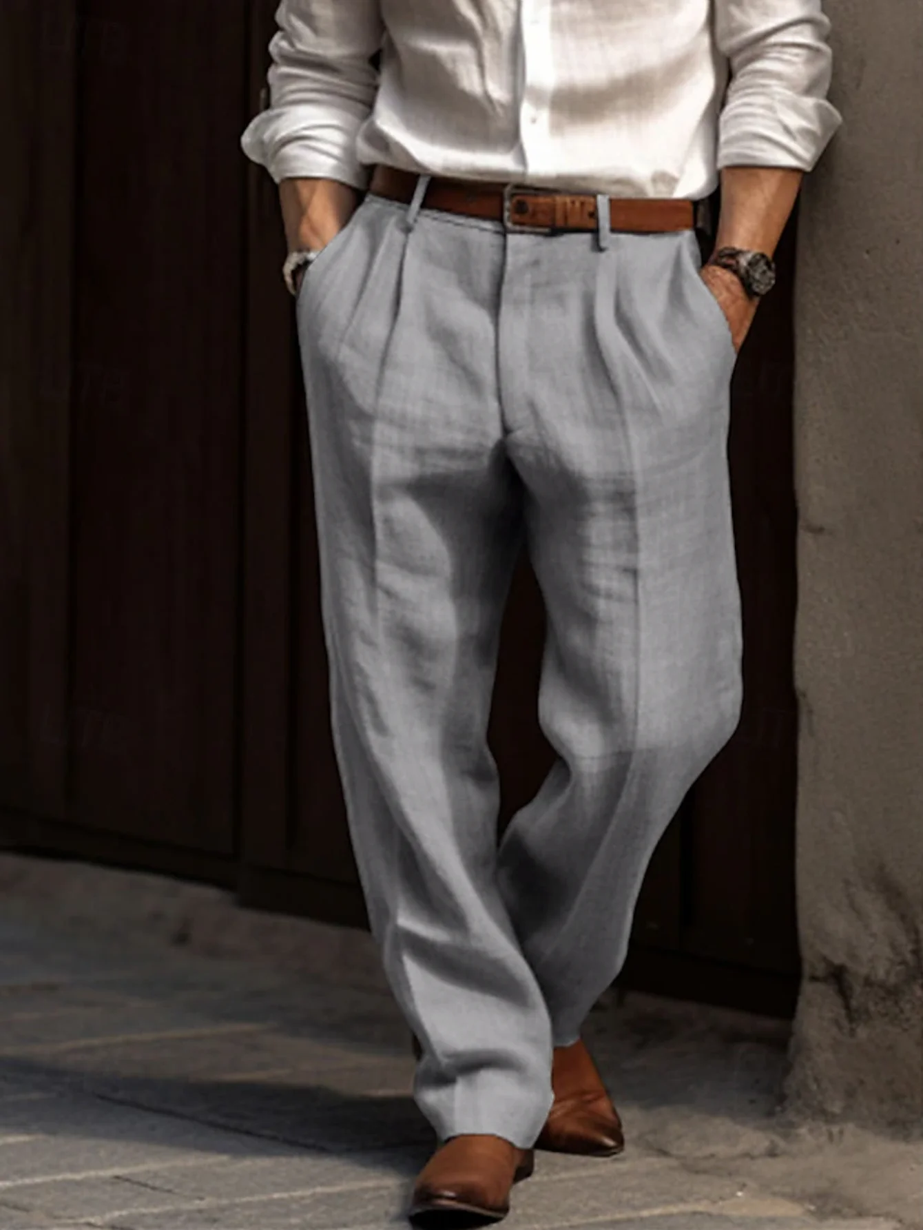 Sommer Neue Mode Herren Leinen Lange Hosen Strandurlaub-Stil Atmungsaktiv Leicht Gerade Passform Lässige Business Lange Hosen – Detail 5
