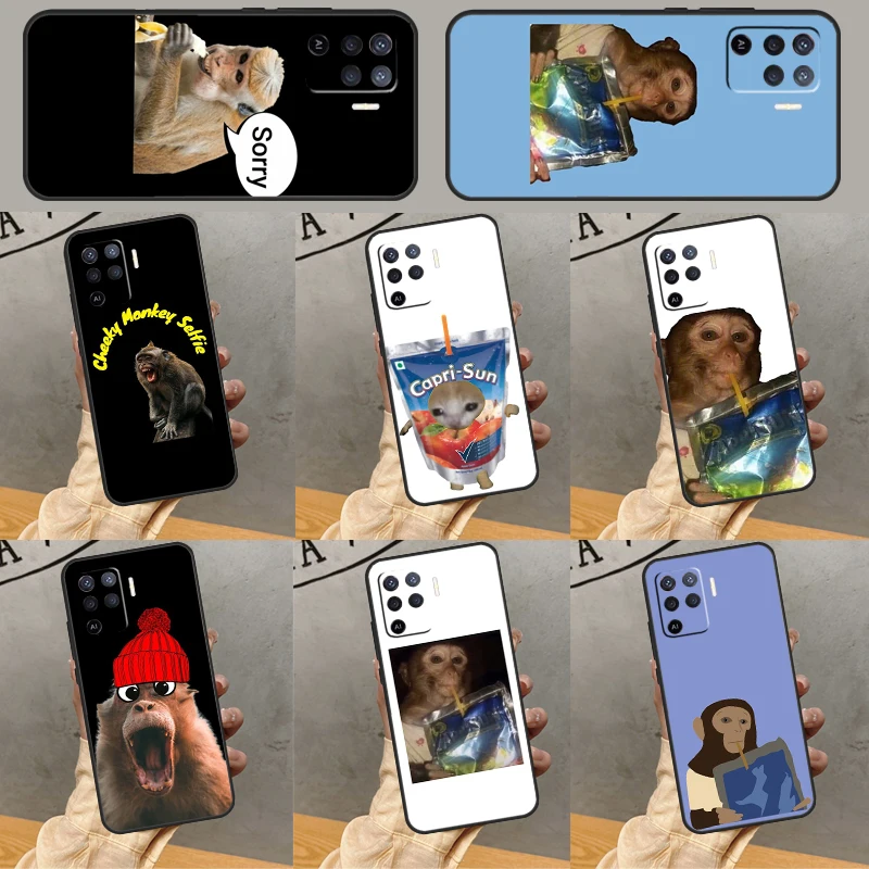 Monkey Sipping  Capri Meme For OPPO A96 A76 A16 A15 A17 A57s A77 A54s A74 A94 A52 A72 A5 A9 A31 A53 A78 A93 A53s Case