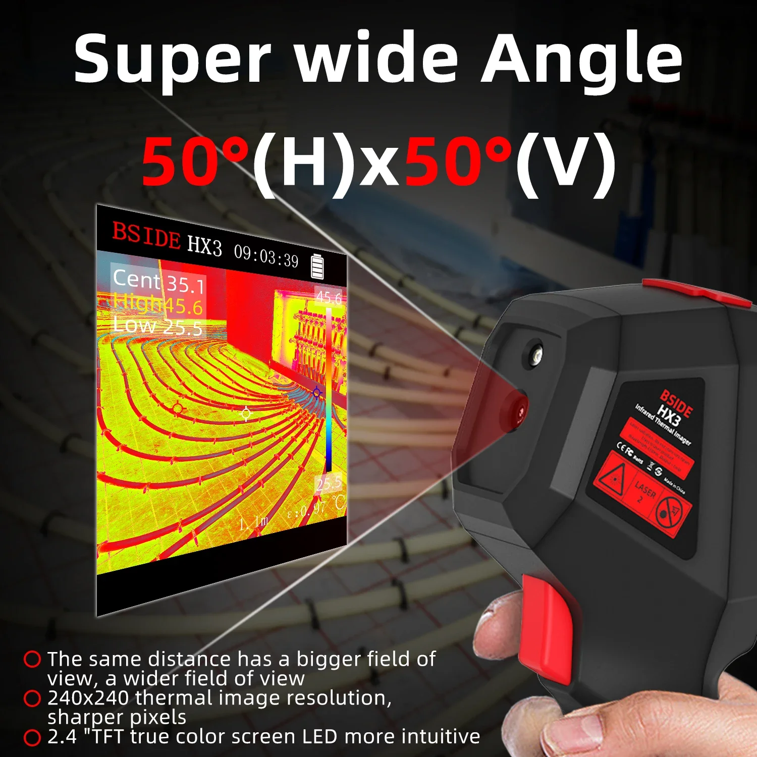 BSIDE HX3 Handheld Thermal Imaging Camera -20~550C 15 color palettes 100×100IR resolution PC Analysis Software Industrial Tester