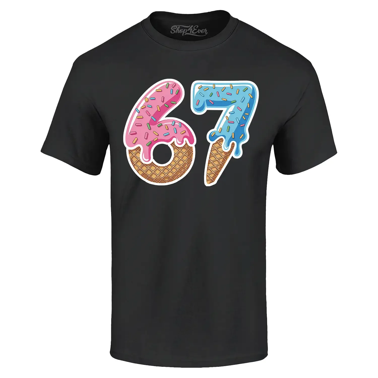 6 7 Six Seven Ice Cream Drip Varsity Number T-shirt Number Meme Shirt