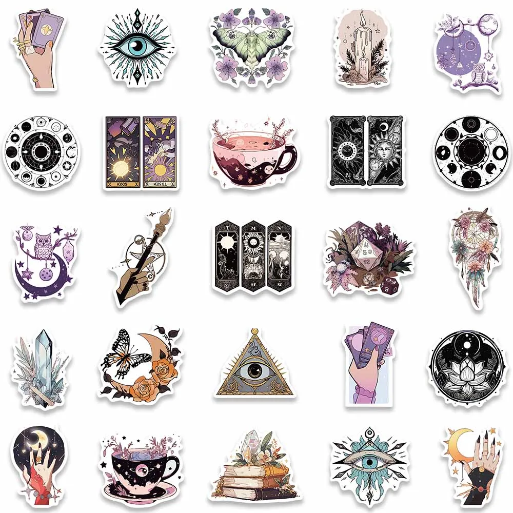 50PCS Witchy Gothic Apothecary Tarot Witch Astrology Boho Stickers Magician Fridge Guitar Phone Bottle Graffiti Kids Sticker