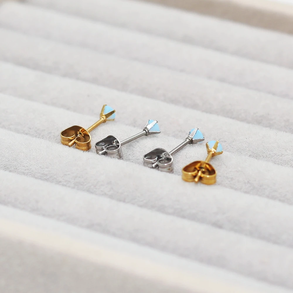 1 Paar 3mm Nami-Stein-Ohrstecker, Allergiefreie Edelstahlnadel, Schmuck für Jungen, Mädchen, Männer und Frauen – Detail 5