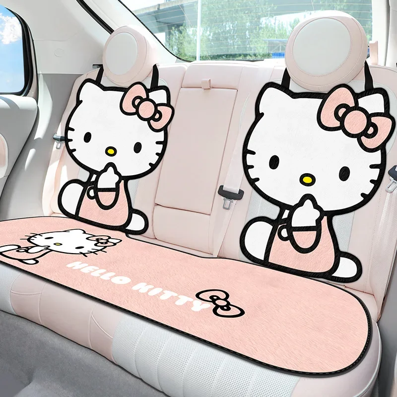 Cute Fall Winter Hello Kitty Car Seat Chair Plush Back Cushion Row Warm Cushion Car Seat Cover Protector Pad