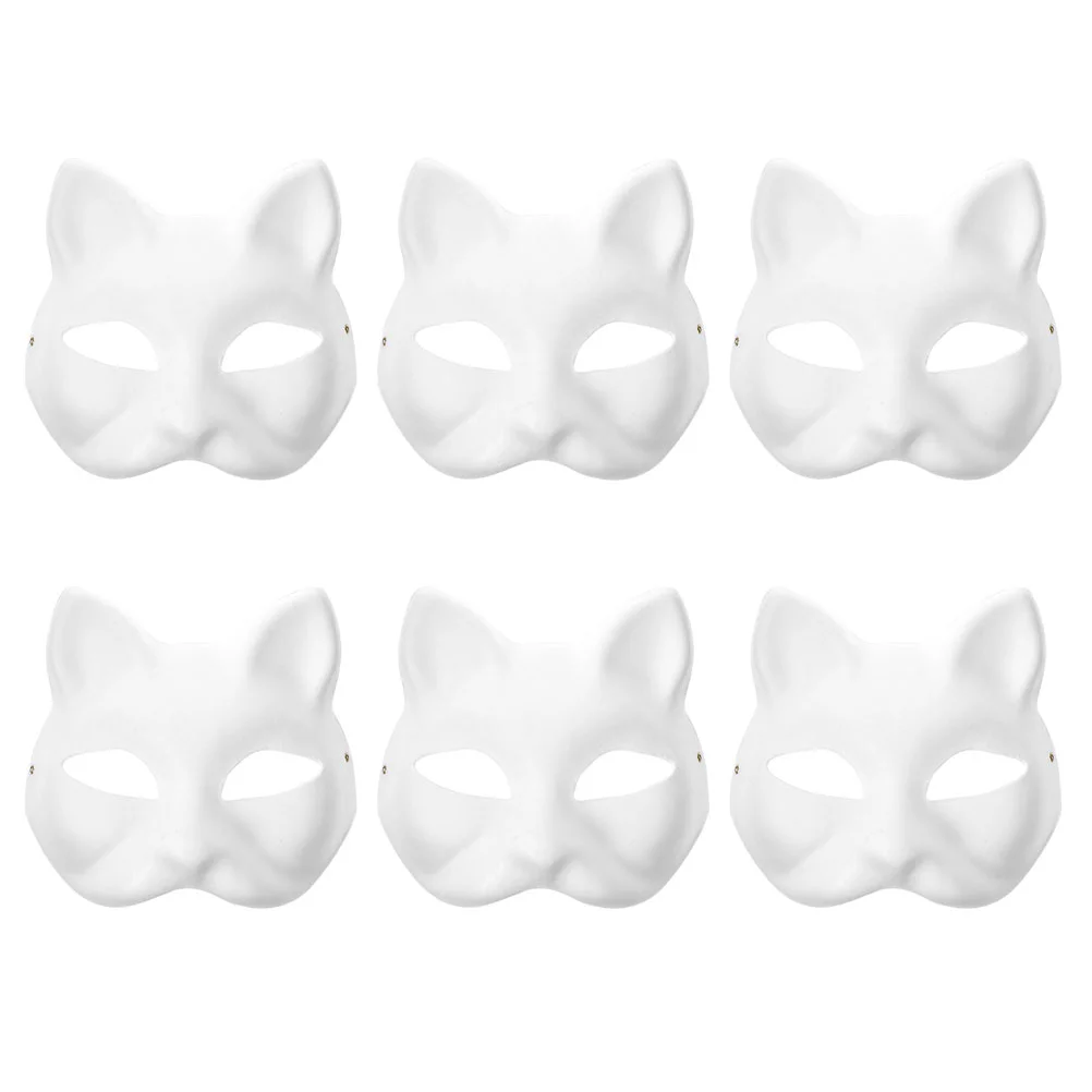 DIY Anime Pulp Japanese Mask Half Face Hand-painted Cat Fox Mask Anime Masquerade Halloween Festival Cosplay Prop