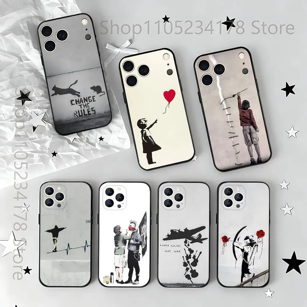 

Graffiti B-Banksy Artist-es Phone Case For iPhone 17,16,15,14,13,12,11,Pro,Max,Plus,E,Air,Mini Black Shockproof Funda Cover