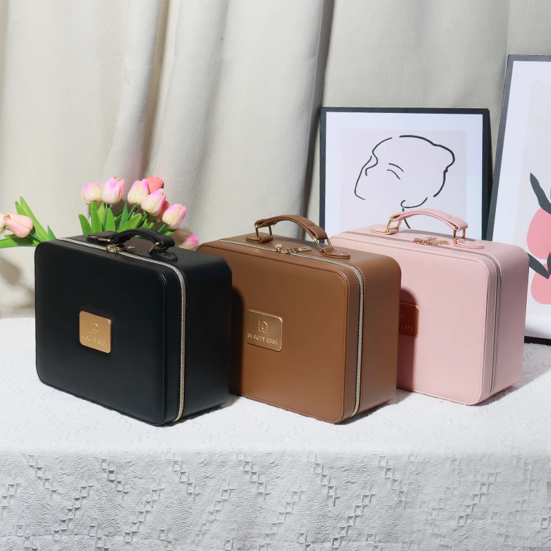 2026 New LED Makeup Bag with Mirror, Portable Travel Cosmetic Bag, Large Capacity Compartment Storage Beauty Pouch for Touch-Up
