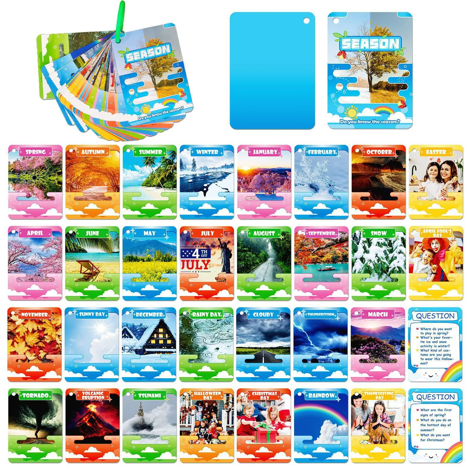 

34 вирусные реалистичные сезонные открытки, хит продаж, пейзажи, реалистичные познавательные карты для раннего образования, образовательные развлечения, полезное поднимание