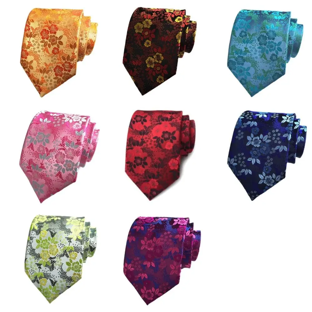 Casual 8CM Floral Neck Ties Jacquard Gravatas Business Formal Tie Accessories Multicolor Wedding Necktie Men Party