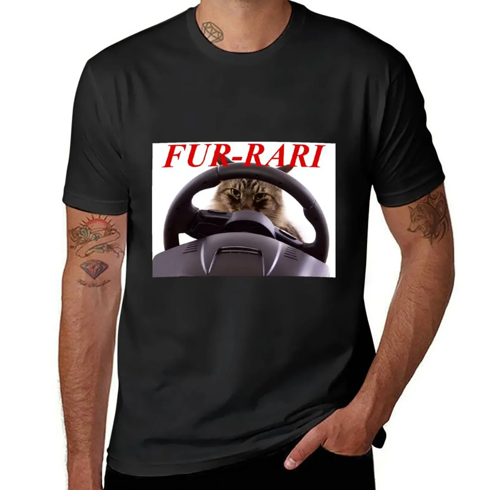 FUR-RARI Cat Driving T-Shirt shirts graphic tees shirts graphic tee customizeds plain t shirts men