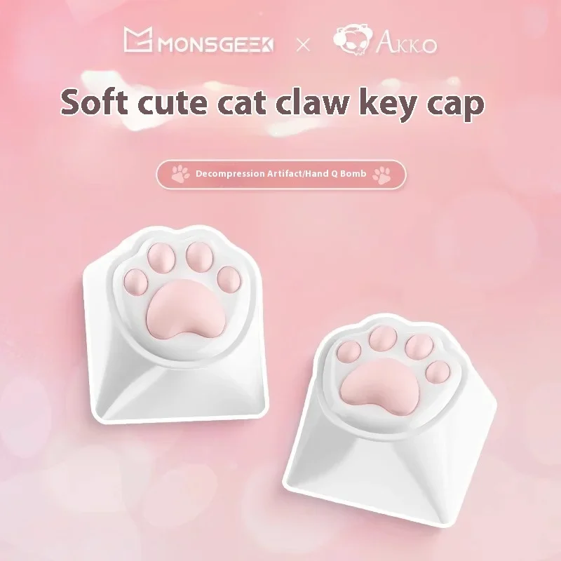 Monsgeek/akko, Kawaii Cat's Claw Keycaps, Decompression, Diy, Gamer Accessories, For Mechanical Keyboard, Cute Key Caps