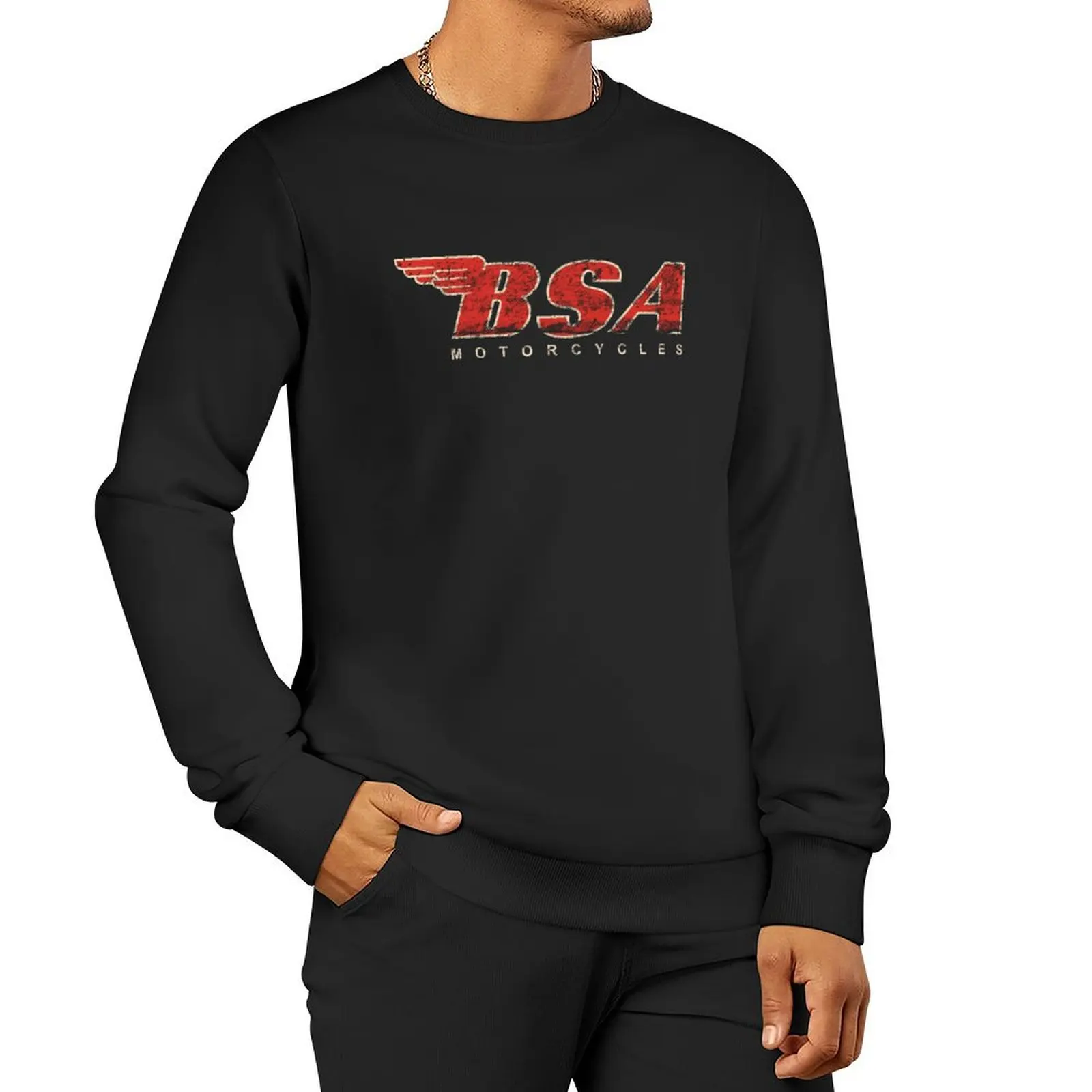 BSA-Camiseta con logotipo de diseño desgastado para motocicleta para hombre, sudadera coreana, chándales de otoño e invierno