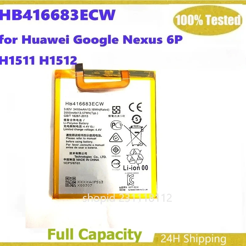 HB 416683 Batería ECW Real 3450mAh para Huawei Nexus 6P Google Ascend H1511 H1512