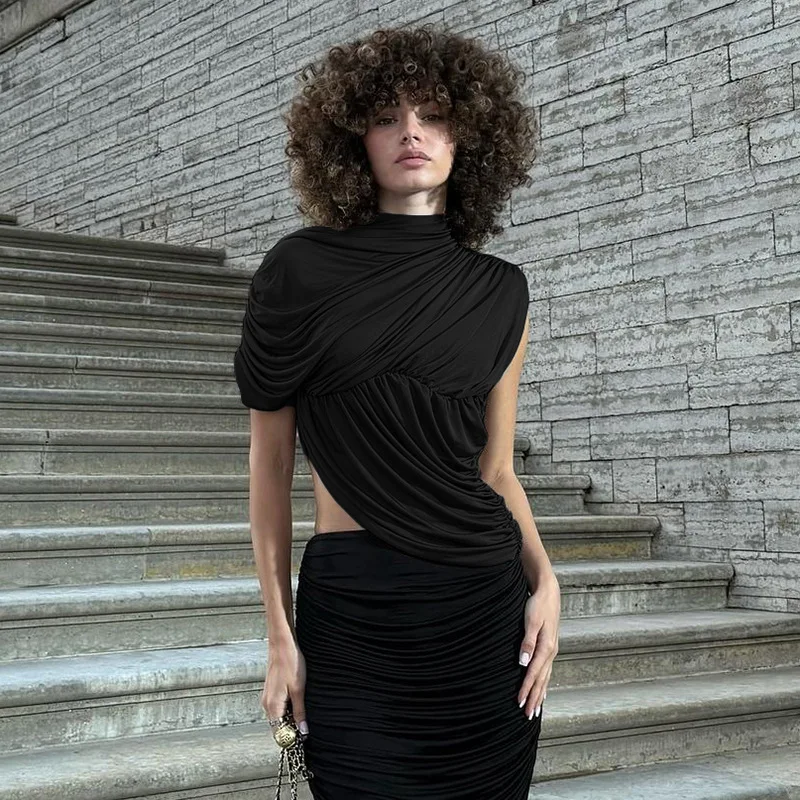 قميص نسائي جديد لعام 2026 بتصميم أنيق وعصري عالي الجودة، مريح وغير رسمي، بلون موحد وياقة عالية للنساء