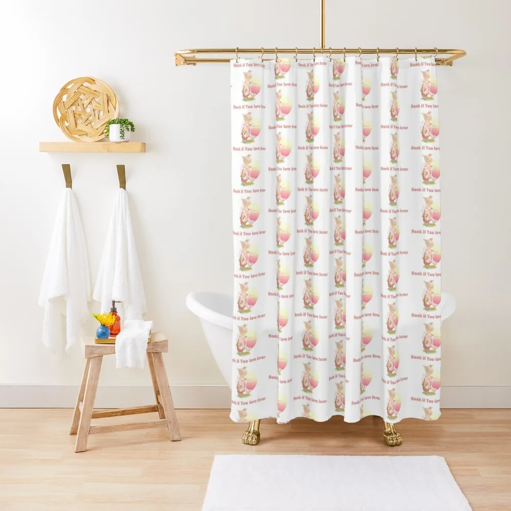 Honk if you love Jesus Shower Curtain Shower Waterproof In The Bathroom Curtain